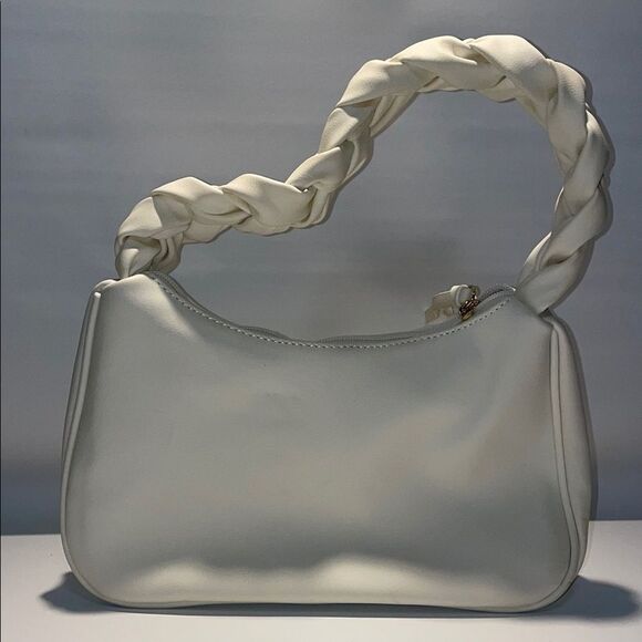 Elegant white faux leather Braided Handle Bag - Picture 4 of 9